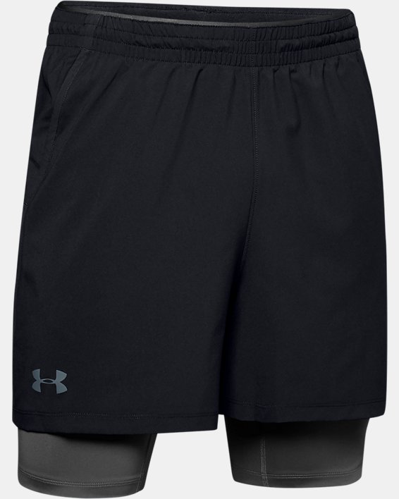 Men's UA Qualifier 2-in-1 Shorts, Black, pdpMainDesktop image number 4